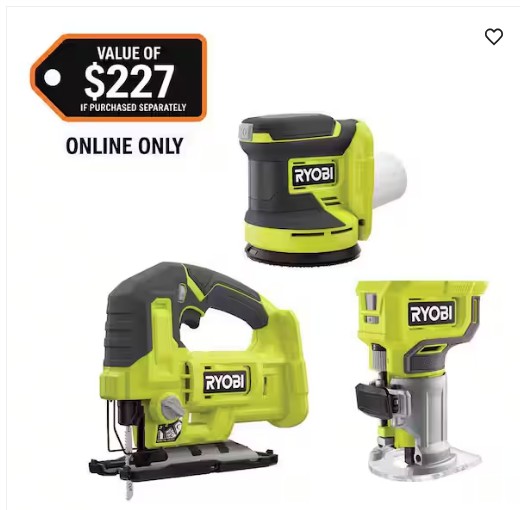 ONE+ 18V Cordless 3-Tool Combo Kit with Jig Saw, Router and Random Orbit Sander (Tools Only)