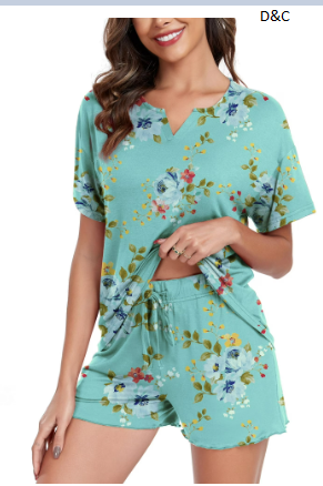 DreamFish Womens Pajama Sets 2 Piece Summer Ladies Short Sleeve Lounge Sleepwear with Pockets PJ Set M-3XL