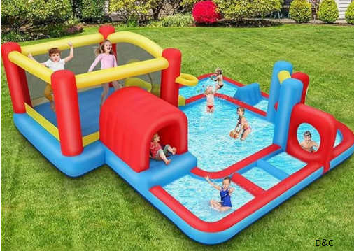 Adam 14.3’x14.3′ Extra Large Inflatable Obstacle Bounce House Water Slides