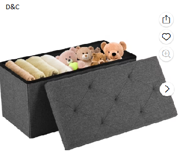 Gianna 30 Inches Folding Storage Ottoman Bench, Storage Chest, Foot Rest Stool, Bedroom Bench with Storage, Gray