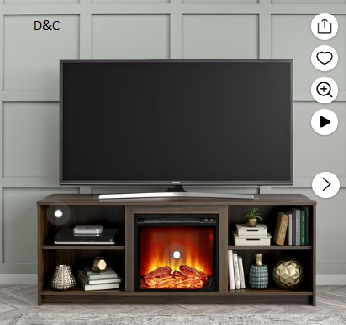 Mainstays Fireplace TV Stand for TVs up to 65″, Walnut