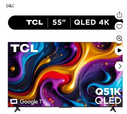 TCL 55″ Q Series QLED 4K UHD HDR Smart Google TV (NEW 2025) – Dolby Vision, Dolby Atmos, Motion Rate 240, HDR 10+, Auto Game Mode – 55Q51K