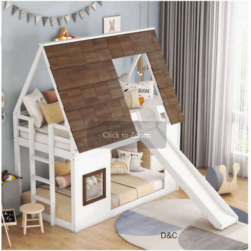 Helmi Kids Twin Bunk Bed with Slide