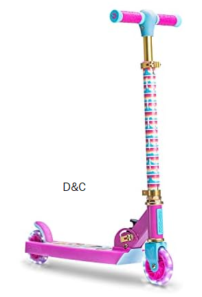 Jetson Disney Princess Kick Scooter, Foldable with Light Up Wheels, Adjustable Handlebar Height, Pink