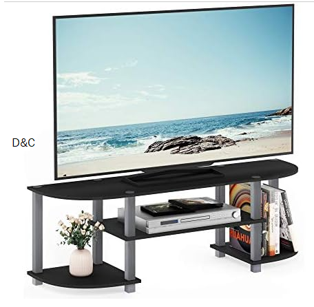 Furinno Turn-S-Tube Wide TV Entertainment Center, Black/Grey