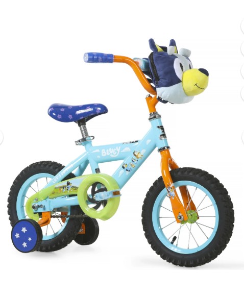 Bluey 12-Inch Kids BMX Bike with Training Wheels, Plush Bag, Steel Frame, Coaster Brake, Ages 3-5