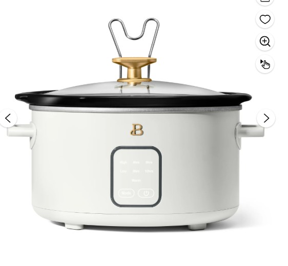 Beautiful 4Qt Slow Cooker with Touch-Activated Display, White Icing by Drew Barrymore