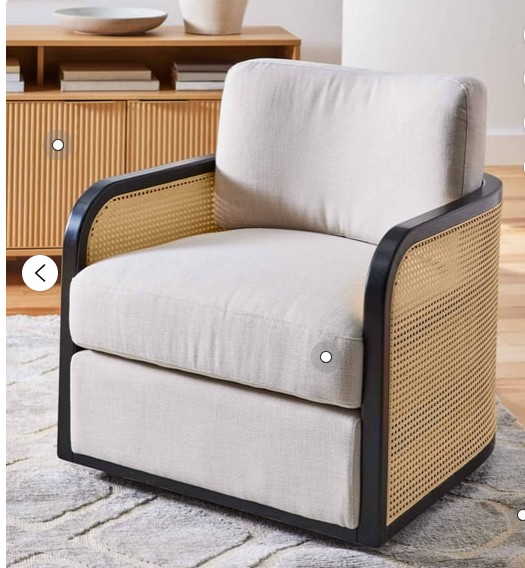 Better Homes & Gardens Springwood Cane Swivel Accent Chair, Charcoal