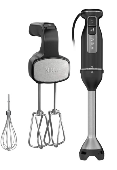 Ninja Foodi 650 Watt Hand Mixer, Immersion Blender, Electric Hand Mixer Combo With Whisk, Beaters, Black CI100