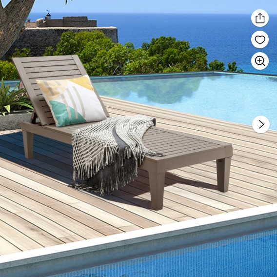 Gymax Patio Outdoor Chaise Lounge Chair Recliner w/ Adjustable Backrest Brown