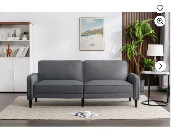 Mainstays Barlow Futon, Linen Fabric, Gray, 76.3″