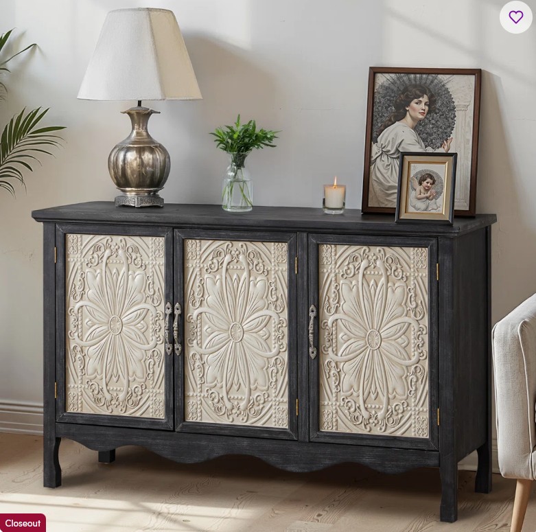 Irim Solid Wood Vintage Vibe Accent Cabinet