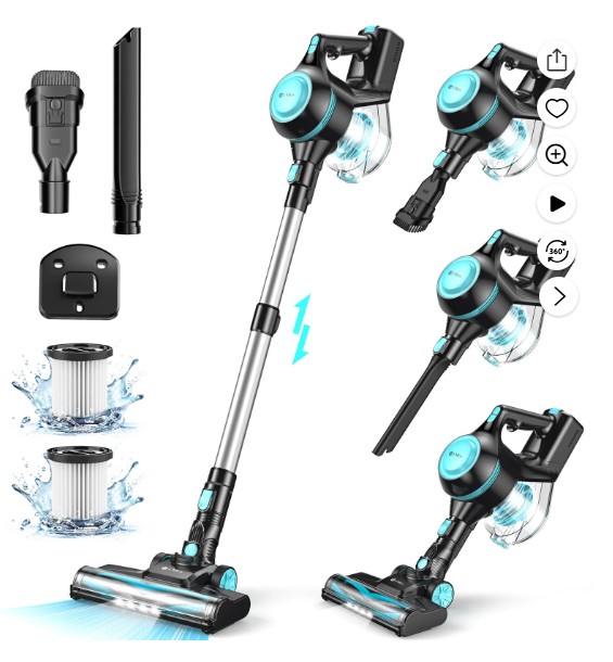 UMLo Cordless Vacuum Cleaner, 30Kpa Powerful Suction Stick Vacuum, 6 in 1 Lightweight Vacuum Cleaners for Home Hardfloor Carpet Pet Hair, N15