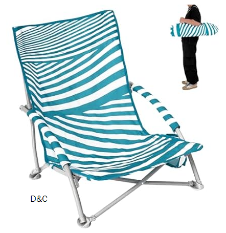 #WEJOY Low Beach Chair for Adults Lightweight Beach Chair with Cup Holder Heavy Duty Portable Beach Chair for with Carry Bag for Outdoor Lawn Camp Trip Picnic Fishing