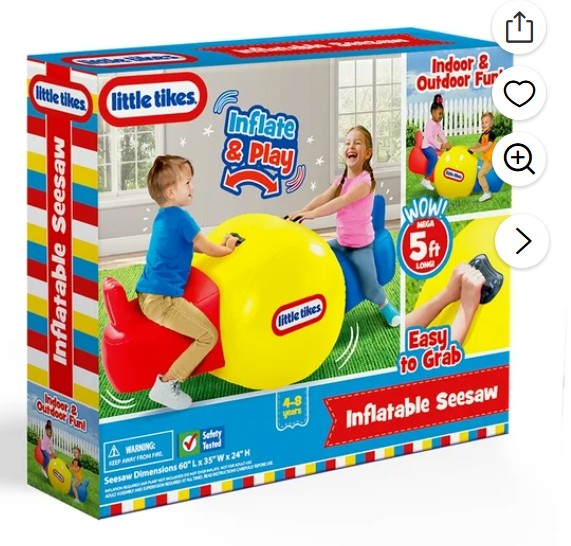 Little Tikes Inflatable Seesaw Rocker Ride-On – Indoor/Outdoor Bouncy Teeter Totter Toy for Kids Ages 4-8