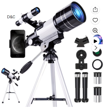 Mapskey 150x Telescope, 70mm Aperture Telescope, High Magnification, Portable Astronomical Telescope, with Tripod Phone Adapter and Wireless Remote Control, Telescope for Phone
