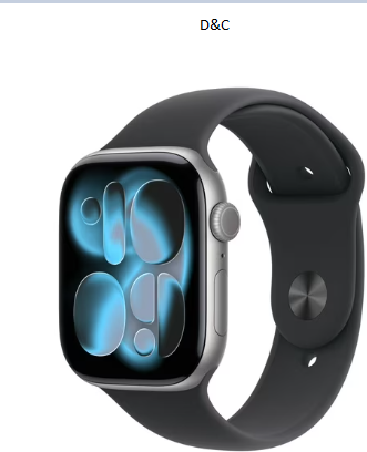 Open Box Apple Watch Series 11 [GPS + Cellular 46mm] Smartwatch with Space Gray Aluminum Case with Black Sport Band – S/M