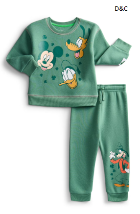 St. Patrick’s Day Mickey & Friends Unisex Toddler Graphic Sweatshirt and Jogger Pants Set, 2-Piece, Sizes 12M-5T