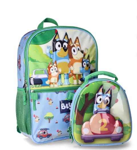 BBC Bluey Family Trip Kids 17″ Laptop Backpack 2-Piece Set with Lunch Bag, Multi-Color