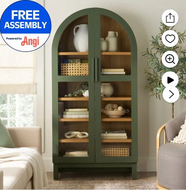 Better Homes & Gardens Juliet Arch Accent Cabinet, Deep Green Finish