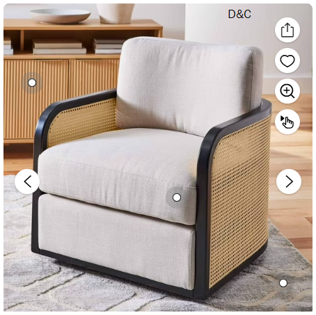 Better Homes & Gardens Springwood Cane Swivel Accent Chair, Charcoal