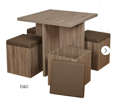 Mainstays 5-Piece Dexter Dining Room/Kitchen Set with Storage Ottoman, Multiple Colors