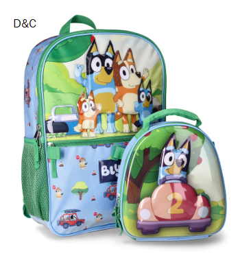 BBC Bluey Family Trip Kids 17″ Laptop Backpack 2-Piece Set with Lunch Bag, Multi-Color