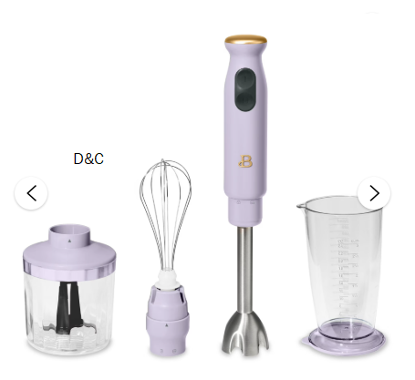Beautiful 2-Speed Immersion Blender with Chopper & Measuring Cup, Lavender by Drew Barrymore