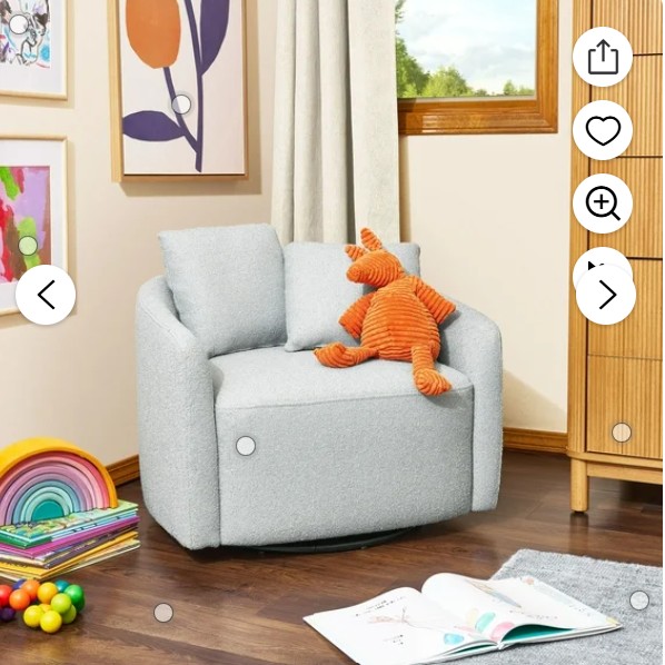 Beautiful Drew Kids Accent Chair by Drew Barrymore, Cornflower Bouclé Fabric