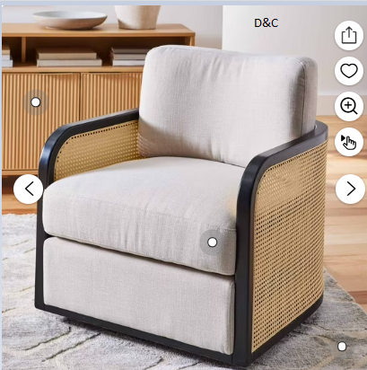 Better Homes & Gardens Springwood Cane Swivel Accent Chair, Charcoal