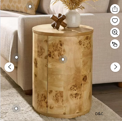 Better Homes & Gardens Burlwood Round End Table, Light Burl Wood Veneer
