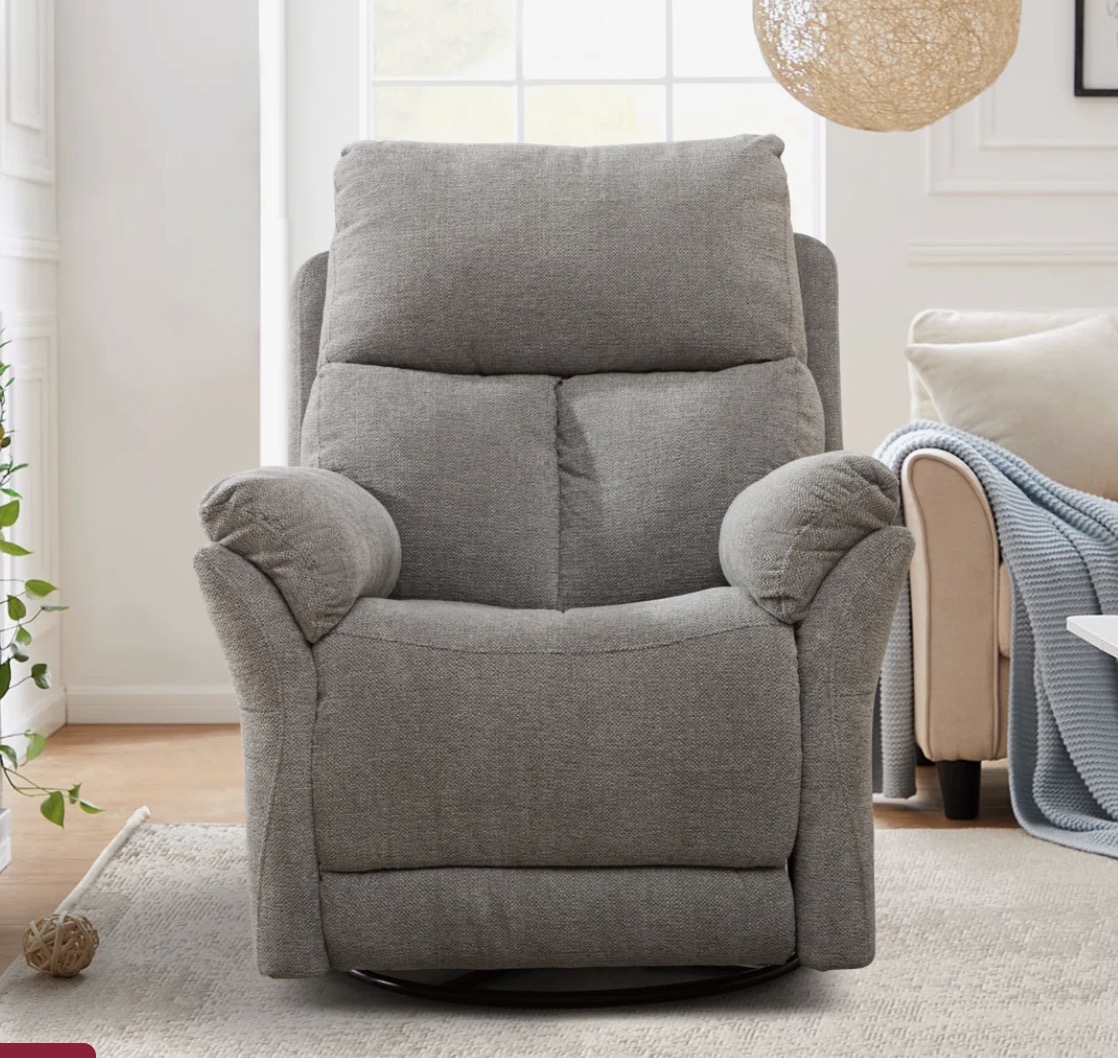Hawn 33.5” Wide Modern and Super Soft Swivel and Rocker Manual Recliner Chair