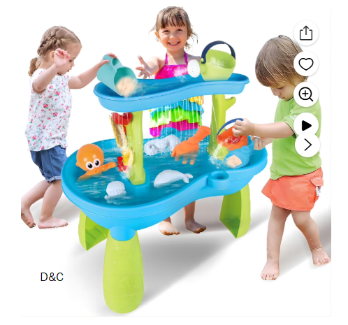 JBeeCtrl Water Table for Toddlers, 2-Tier Sand and Water Play Table Toys for Toddlers Kids