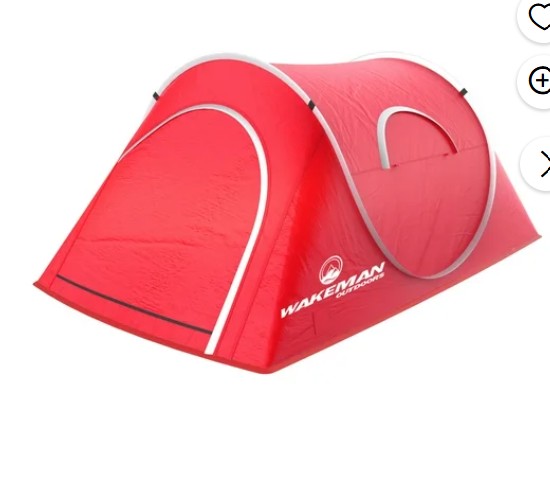 Wakeman Outdoors 2-Person Pop Up Tent with Dual-Layer Door and Carry Bag – Water-Resistant Tent for Camping, Hiking, or Beach Use – Red