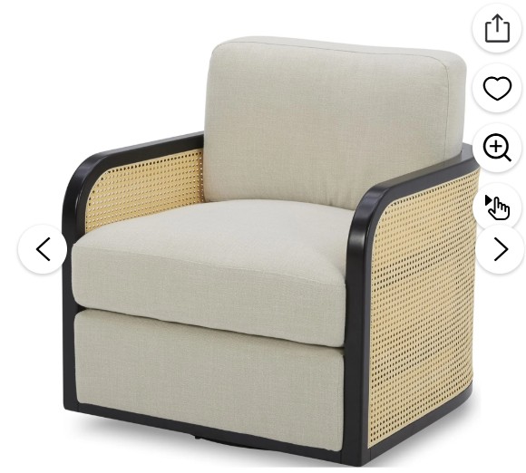 Better Homes & Gardens Springwood Cane Swivel Accent Chair, Charcoal