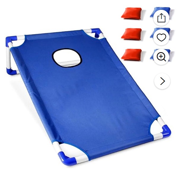 Eccomum Portable Cornhole Set, Outdoor Game Set with 1 Cornhole Boards, 6 Cornhole Bean Bags, Camping Games Indoor Outdoor for Adults, Travel Camping Accessory