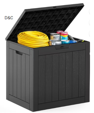 Gianna 31 Gallon Resin Deck Box, Waterproof UV Resistant Outdoor Storage Box for Garden, Garage，Indoor，Black-1
