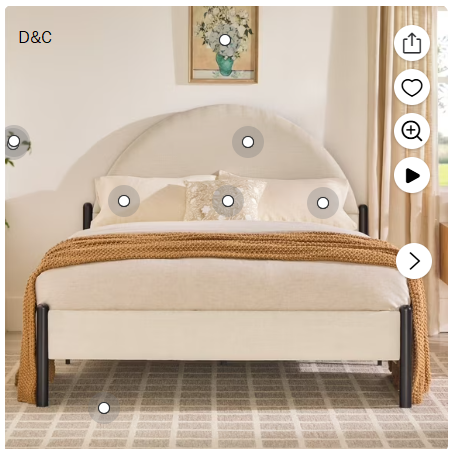 Walker Edison Modern Metal and Upholstery Queen-Size Bedframe, Oatmeal