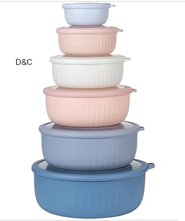COOK WITH COLOR Prep Bowls with Lids- Wide and Deep Nesting Plastic Small Mixing Bowl Set with Lids, 12 Piece Set – Wide Bowls, Blue/Pink