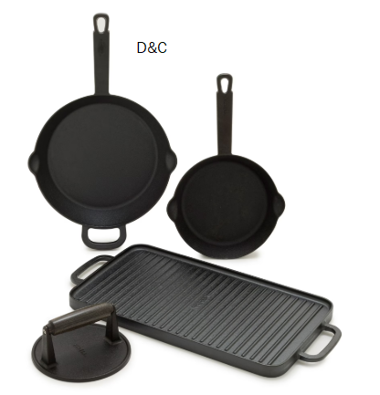Bobby Flay by GreenPan – 4-Piece Pre-Seasoned Cast Iron Skillet Cookware Set, Black