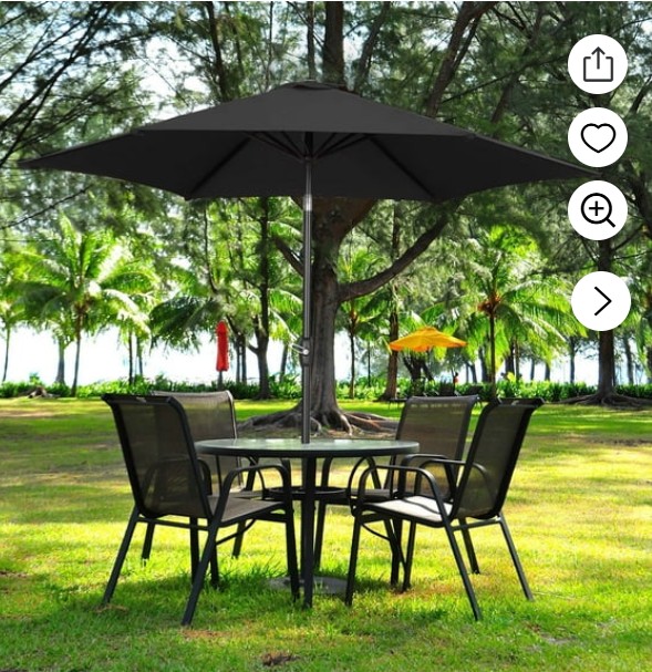 Ainfox 9ft Patio Umbrella Outdoor Portable Table Market Umbrella with Push Button Tilt/Crank Waterproof UV-proof, Black