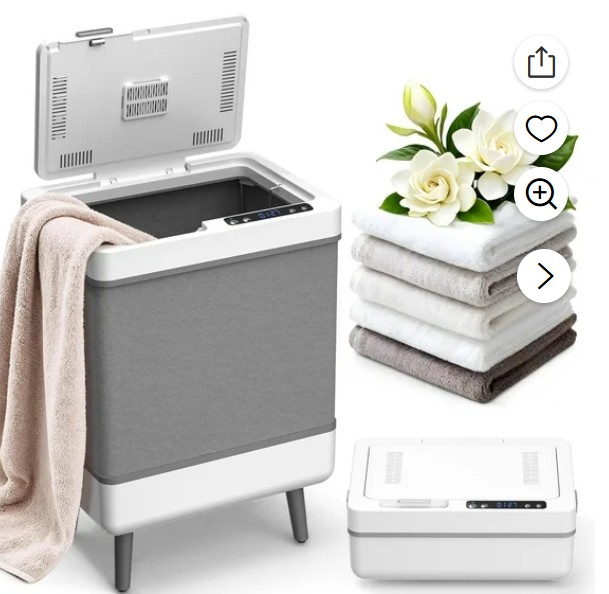 KISSAIR Foldable Towel Warmer, 35L Electric Hot Towel Warmer Bucket with 2 Modes, Adjustable Timer, LED Display, Fragrance Holder