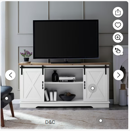 Walker Edison Farmhouse Sliding Barn Door TV Stand for TVs up to 65″, White/Reclaimed Barnwood