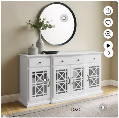 Walker Edison Traditional Fretwork TV Stand, White