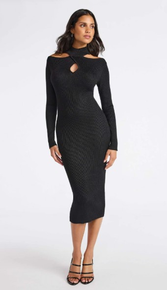 Sofia by Sofia Vergara Women’s and Women’s Plus Size Twist Front Sweater Dress, Mid Calf Length, Sizes XS-4X