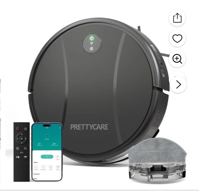 Prettycare C2 3 in 1 Robot Vacuum Mop and Sweep Combo Cleaner, Black-v2