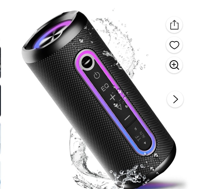 Portable Bluetooth Speaker IPX7 Waterproof Wireless Speaker with 30W Powerful Speaker 24Hrs Playtime Colorful Flashing Lights TWS Wireless Pairing for Outdoor/Party/Beach/Travel/Gifts