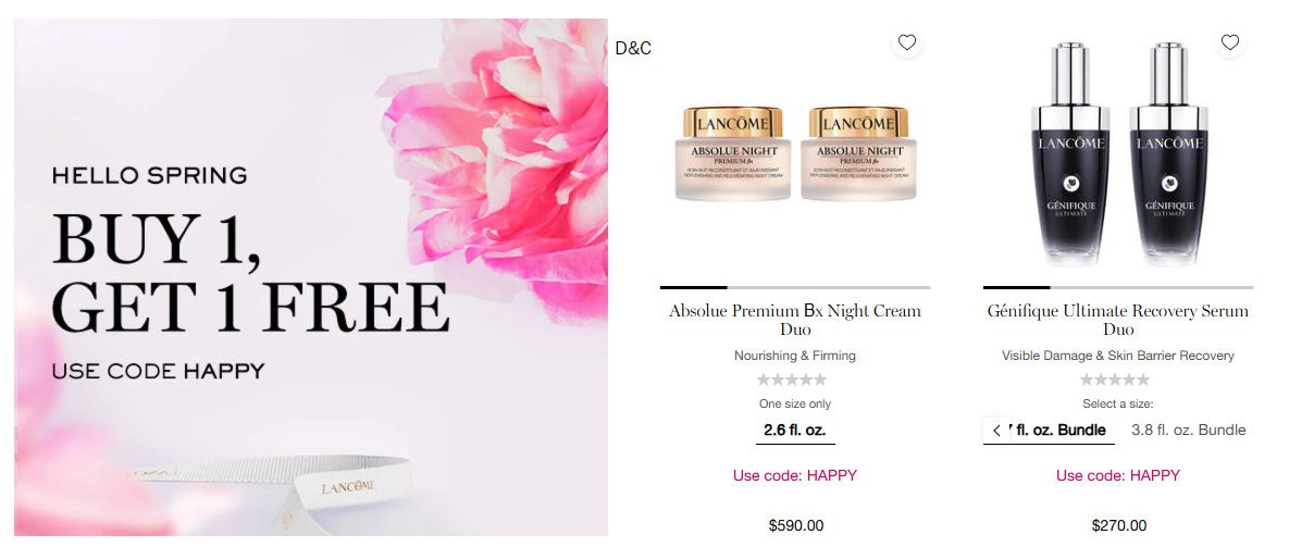 Lancôme Buy 1 Get 1 Free Sale