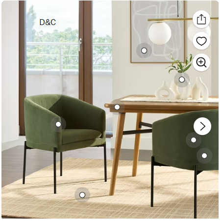 Better Homes & Gardens Wyatt Velvet Dining Chairs, Olive, 2 Pack