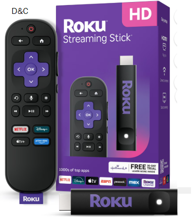 Roku Streaming Stick HD 2025 – HD Roku Streaming Device for TV with Voice Remote – Free & Live TV